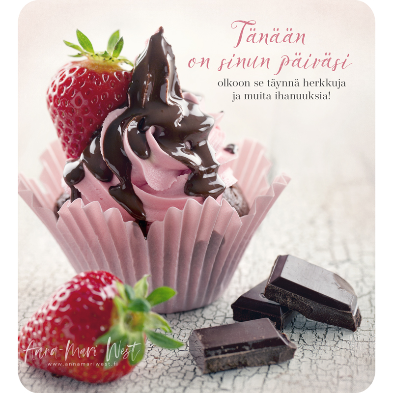 mansikka kuppikakku suklaa vaaleanpunainen